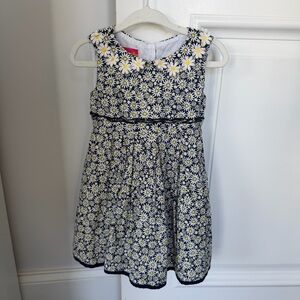 Kate Mack Floral Navy and White Daisy Girls Dress, Size 2T